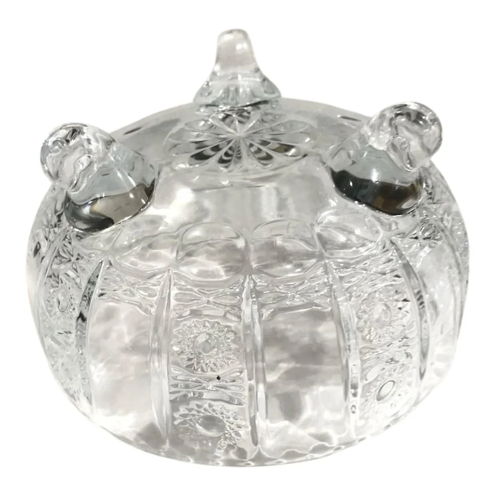 Vintage 1964 Delisoga 3-Footed Diamond Cut Starburst Pattern Candy Dish